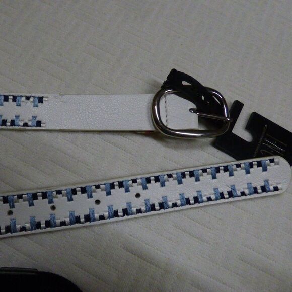 INC Laced Edge Belt, White, S - Picture 3 of 4